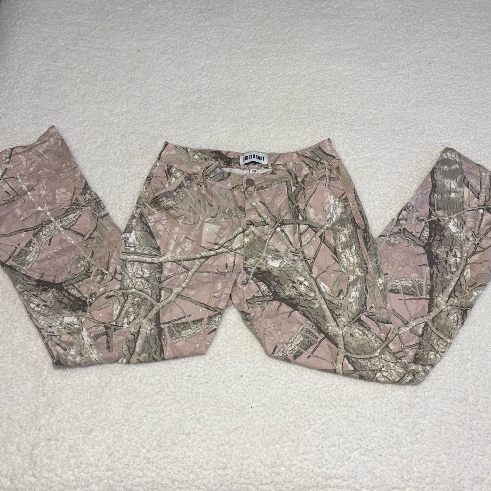 Disclosure Women Pink Camo Print Cargo Wide Leg Pants